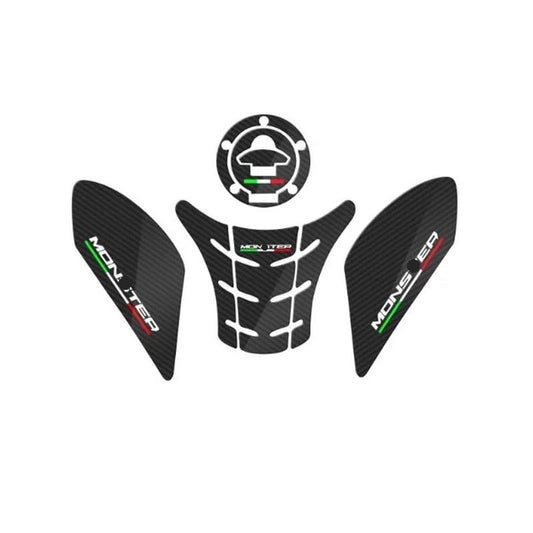 Motorcycle Tank Sticker 3D Motorcycle Carbon Fiber Fuel Tank Pad Sticker Decals Pad Side Gas Knee Grip Protector For Du&cati MONSTER 821 1200 797 - color: 1 set