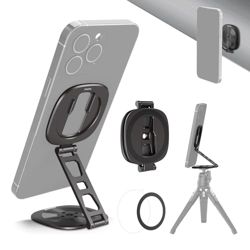 NEEWER Dual Magnetic Phone Ring Holder, Slim Folding Cell Phone Grip Stand Tripod Mount with 1/4" Thread & Cold Shoe Mount, Compatible with MagSafe iPhone Samsung Android for Video Recording, PA095 - style: PA095