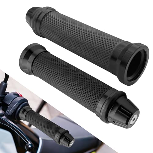 2PCS Motorcycle Handlebar Grips, 7/8 Inch Motorcycle Handlebar Cover, Aluminum Alloy Grip Protection Cover, Motorcycle Modification Accessories Compatible with Honda Yamaha Suzuki (Black) - color: Black