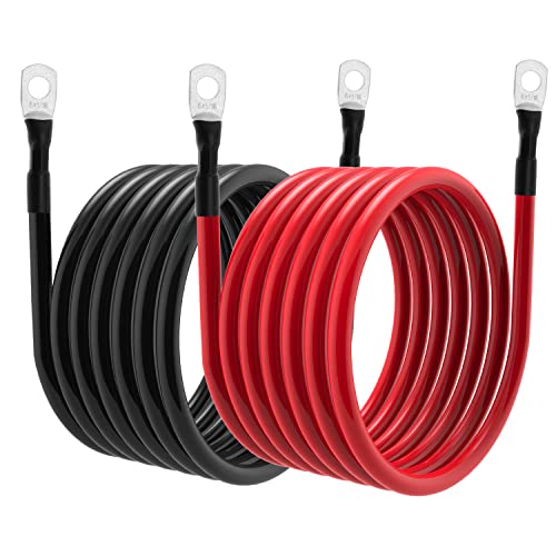 6 AWG Battery Cables 6 Gauge Battery Power Inverter Cable with 5/16 Inch Tinned Copper Lugs Both Ends for Solar Marine Boat RV Car Motorcycle 2 pcs (7FT) - size: 7FT