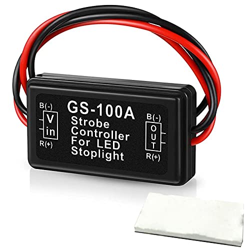 Brake Light Flash Strobe Controller Flasher Module Auto Car LED Flash Module for Motorcycles Cars Trucks Brake Lights Tail Stop Lights GS-100A 12-24V (Pack of 1) - color: GS-100A, size: 1PCS