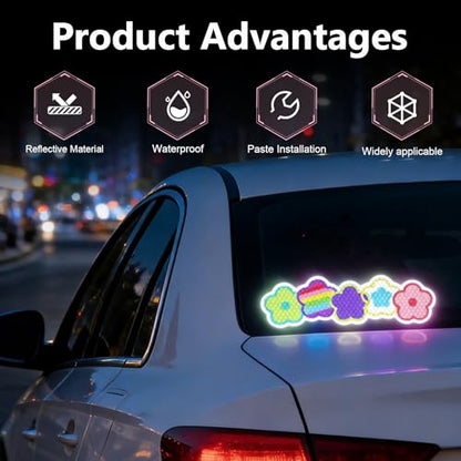 Car Reflective Sticker, Cute Flower High Intensity Reflective Safety Decal, Waterproof & Scratch-Covering Decor Sticker, Universal for Most Cars, Motorcycles, Helmets & Bikes - size: Flower