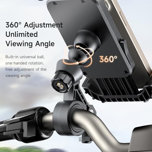 Universal Bike Phone Mount,Motorcycle Phone Holder with One-Key Lock, 360° Rotation Anti-Shake Bicycle Handlebar Clamp, Secure 4-Corner Protection for iPhone, Samsung & 4.2"-6.9" Smartphones