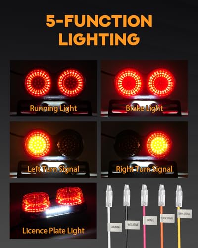 PBYMT Enhanced Motorcycle Tail Light, Break light Running Lights, IP67 Waterproof Turn Signals with License Plate Bracket Compatible with Street Bike Cruiser Chopper Bobber (Smoke, 108 LEDs) - color: Smoke