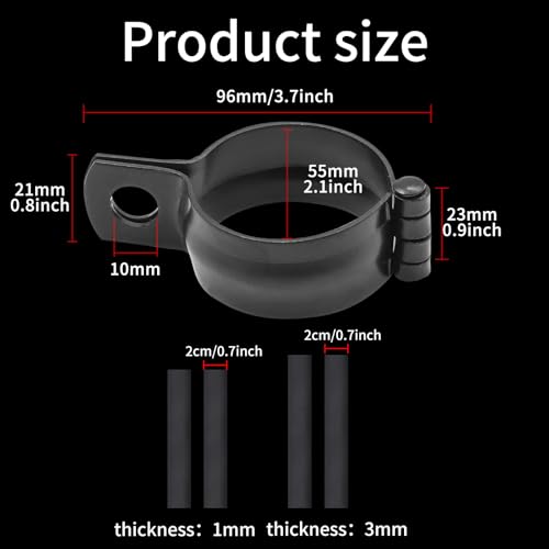 2 PCS Motorcycle Turn Signal Light Tube Bracket Mount - Metal Tube Clamp for 10mm Hole Non-Slip Rubber, Rain Resistant, Perfect for Light Bar Mount (55mm-Black) - style: 52-60mm black