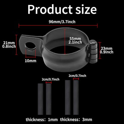 2 PCS Motorcycle Turn Signal Light Tube Bracket Mount - Metal Tube Clamp for 10mm Hole Non-Slip Rubber, Rain Resistant, Perfect for Light Bar Mount (55mm-Black) - style: 52-60mm black