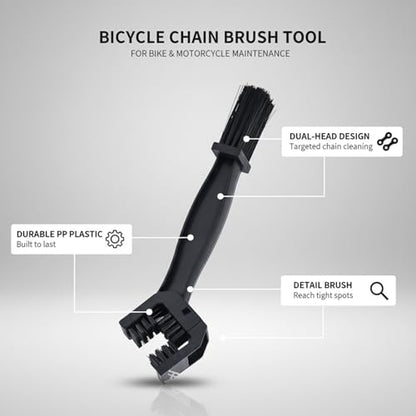 Bicycle and Motorcycle Chain Cleaning Brush - Durable PP Plastic Tool for Road, Mountain Bikes & Motorcycles - Compact Maintenance Accessory