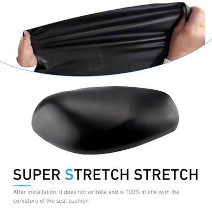 Motorcycle Seat Cover, 39" x 27" Cuttable Anti-scratch Protector, High Elasticity Fine Grain PVC Leather Cover, Universal Exterior Accessory for Most Ebikes Scooters Motorcycles (Black)