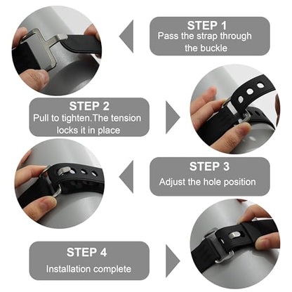 4Pcs 20-Inch Heavy-Duty Silicone Straps with Buckles, Reusable Adjustable Utility Tie Downs for Securing Truck Cargo, Luggage, Tools, Hoses