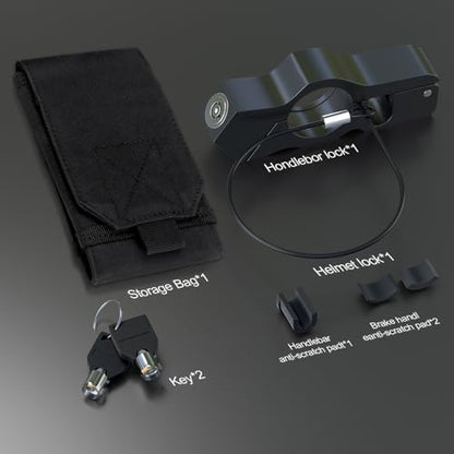 JAGASOL Helmet & Motorcycle Lock Combo - Brake Lock Anti-Theft for Mopeds, Motorbikes, ATVs, Dirt Bikes & Street Bikes - color: Black