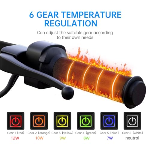 Heated Grip Wraps for Motorcycle/ATV/Bike/Snowmobile,5V USB-A Powered and 6 Gear Temperature, IP67 Waterproof, Fits Grips with Outer Diameter 1.2"–1.5" (for Standard 7/8" Handlebars)