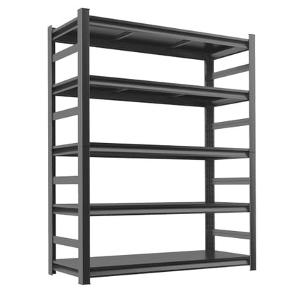 72"H x 36"W x 16"D 5-Tier Metal Garage Shelves, 3000 lbs, Black | Garage Shelving Unit 5-Shelf with Fences, Adjustable Heavy Duty Storage Rack Organizer for Basement Pantry Warehouse - size: 5 Tier Sides | 71" H x 35" W X 16" D