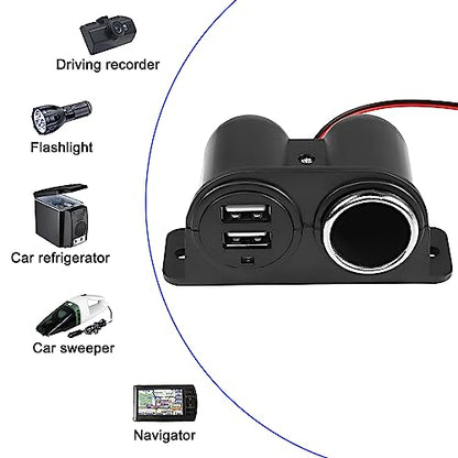 MEIRIYFA Dual USB Cigarette Lighter Socket Power Outlet Car Charger, 3.1A Dual USB + Cigarette Lighter 12/24V Power Adapter Replacement for Vehicle Truck SUV Motorcycle Boat