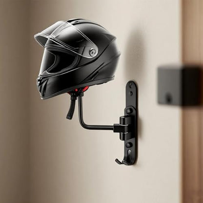 3 Pcs Motorcycle Helmet Rack, Plastic Wall Mount Helmet Holder with 180° Rotation, No Drill Helmet Hanger, Hat Storage Rack for Helmets Caps Gloves Keys