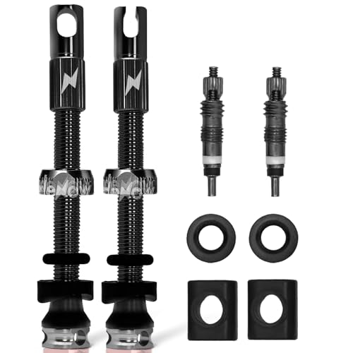 RideNow Tubeless Presta Valve Stems, 45mm Super Light Alloy Presta Tubeless Valve Stem Kit with Valve Core Remover Tool and Valve Stem Caps, Multiple Color and Size Options(Pair),Black - color: Black, size: 45mm