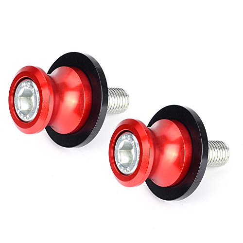 Goldfire 2pcs 10MM M10 X1.25 Motorcycle Swing arm Sliders Spools CNC Swing Arm Stand Screw for FZR 1000/600R/400 for Kawasaki Z750 /Z750S/ Z750R /ER-6F /ER-6N / Duke 125/200/390 (Red) - color: Red