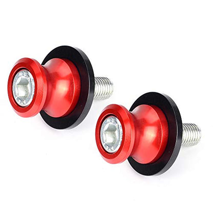 Goldfire 2pcs 10MM M10 X1.25 Motorcycle Swing arm Sliders Spools CNC Swing Arm Stand Screw for FZR 1000/600R/400 for Kawasaki Z750 /Z750S/ Z750R /ER-6F /ER-6N / Duke 125/200/390 (Red) - color: Red