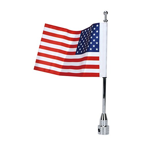Motorcycle Flagpole Mount with Country Flags 6x9 for Harley Davidson Honda Goldwing CB VTX CBR Yamaha - Fits 1/2" Round Luggage Rack (American Flag) - color: American Flag