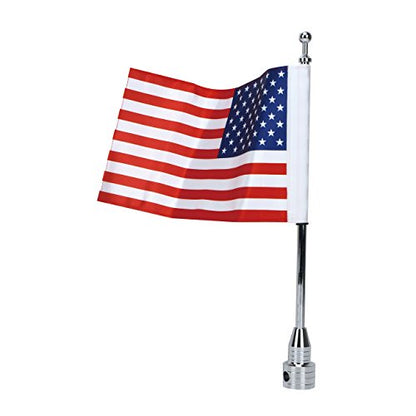 Motorcycle Flagpole Mount with Country Flags 6x9 for Harley Davidson Honda Goldwing CB VTX CBR Yamaha - Fits 1/2" Round Luggage Rack (American Flag) - color: American Flag