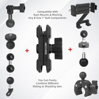 Double Socket Arm,Extension Arm Compatible with Mounts Any B Size 1" Ball Head Components & Bike Motorcycle Car Phone Mount Holder with 1'' Ball Adapter, Aluminum Alloy & Medium 3.54", 75002 - size: Medium socket arm