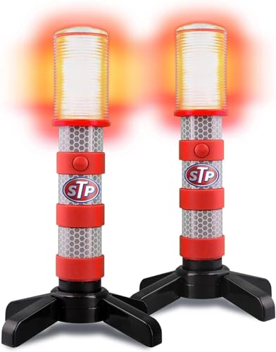 XTREME STP LED Road Flares, Emergency Road Flares for Vehicles, Car Flares with 3 Alert Modes, Magnetic Base, Foldable Stand, Emergency Roadside Lights, Visible Up to 1 Mile, White Flashlight - size: 4 Pack