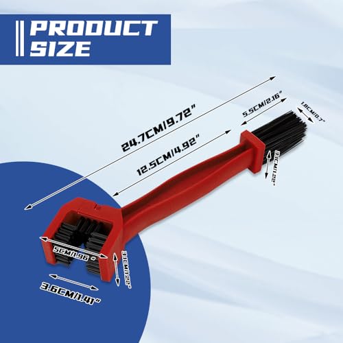 2PCS Bike or Motorcycle Chain Washer, Motorcycle Chain Cleaner, Universal Bicycle Chain Cleaning Brush Tool, Motorcycle Accessories Chain Gear Dirt Stain Cleaning Brushes for Bike Motorcycle (Red)