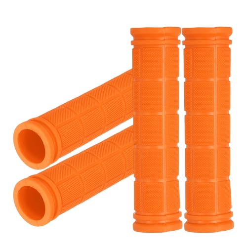 2 Pair Soft Rubber Handlebar Grips, Bicycle Handlebar Grips Bike Handle Bar Wrap Non-Slip 4.5 Inch - Fitting for Mountain Bikes/Road Bicycles/Scooter - color: Orange