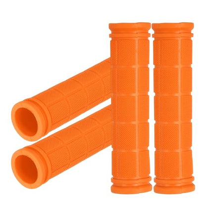 2 Pair Soft Rubber Handlebar Grips, Bicycle Handlebar Grips Bike Handle Bar Wrap Non-Slip 4.5 Inch - Fitting for Mountain Bikes/Road Bicycles/Scooter - color: Orange