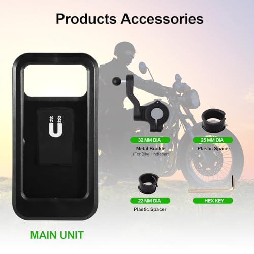 Motorcycle Phone Mount Holder, 150mph Wind Anti-Shake Bike Handlebar Cell Phone Clamp 6.3inch Most Phones Friendly, Compatible with iPhone 16