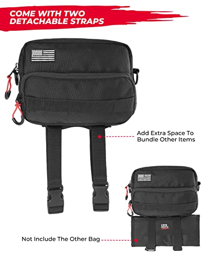 KEMIMOTO Motorcycle Bag, Handlebar Tool Bag Storage Accessory Saddlebag Universal for Front Fork Handle Bar Sissy Bar Compatible with Cruiser Softail Dyna Sportsters - style: Nylon