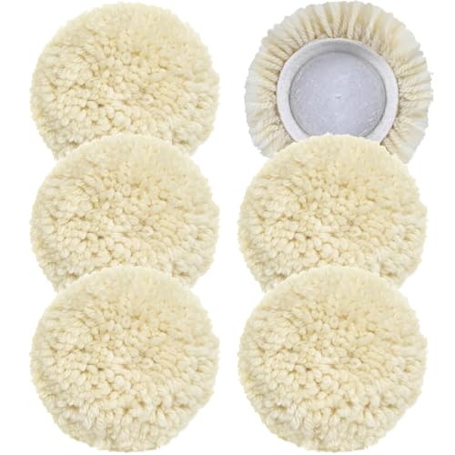 6 PCS Wool Buffing Polishing Pads - 3 Inch Natural Wool Cutting Pads With Hook and Loop Backing, Compound & Polishing for Automotive Car Boats Glass Furniture Body Repair - size: 3" -6P