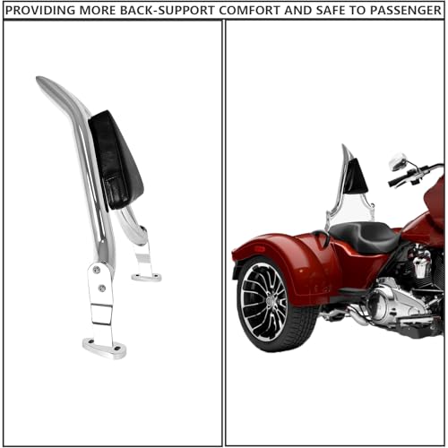 16" Chrome Road Glide 3 & Freewheeler Sissybar Pad Motorcycle Passenger Backrest Sissy Bar for Harley Davidson FLRT FLTRT 2015-2024 - color: Chrome
