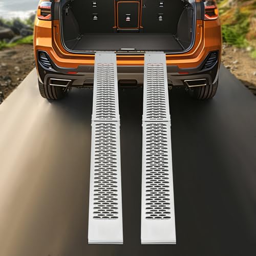 2-Pack Folding Loading Ramps, 76.7"x8.7" Aluminum ATV Ramps with Anti-Slip Surface, 530 lbs Capacity per Ramp for Motorcycle, Dirt Bike, Lawn Mower, Pickup Truck Loading & Unloading