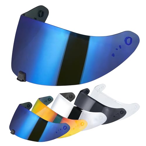 VCOROS R420 Helmet Shield -R420 Motorcycle Helmet Visor Face Shield Compatible with R420 Accessories (Chrome Blue) - color: Chrome Blue