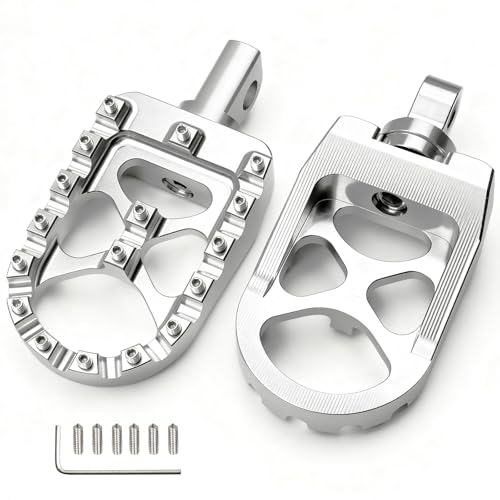 MDPROMCP CNC Motorcycle Wide Foot Pegs Aluminum 360° Roating Adjustable Suitable Compaitble with Dyna Fatboy Iron 883 Sportster 883(Silver) - color: Silver