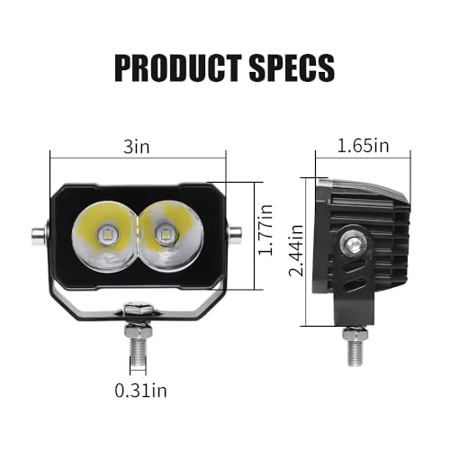 3 Inch Small light Pods 40W Auxiliary Light for Motorcycle Bike Little Car Fog Lights Backup Lights for Truck Trailer, 12/24V, Spot Beam - size: Spot Beam