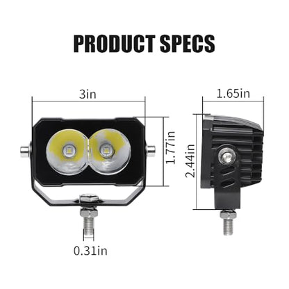 3 Inch Small light Pods 40W Auxiliary Light for Motorcycle Bike Little Car Fog Lights Backup Lights for Truck Trailer, 12/24V, Spot Beam - size: Spot Beam