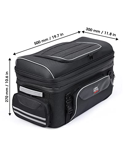 KEMIMOTO Expandable Motorcycle Traveler Tour Trunk Bag 40L-50L Luggage Rack Tail Duffle Bag Fit for Touring Trike Road King Street Glide Road Glide Freewheeler Tri Glide Ultra Goldwings Roadmaster