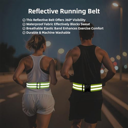 2 Pack Reflective Running Belt, High Visibility PT Gear for Men Women Kids, Adjustable Safety Gear for Night Walking - color: Orange