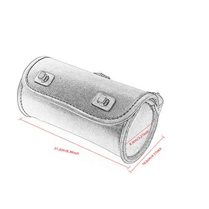 Motorcycle Fork Bag PU Leather Bike Handlebar Tool Bag Sissy Bar Roll Storage Bag - Small (Black) - color: Black