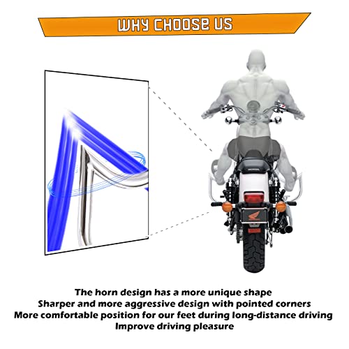 Kinglemc Crash Bar Engine Guard Highway Bar for Honda 750 VT750 VT750C VT400 Shadow Aero Phantom Spirit (Mustache Silver) - color: Mustache Chrome