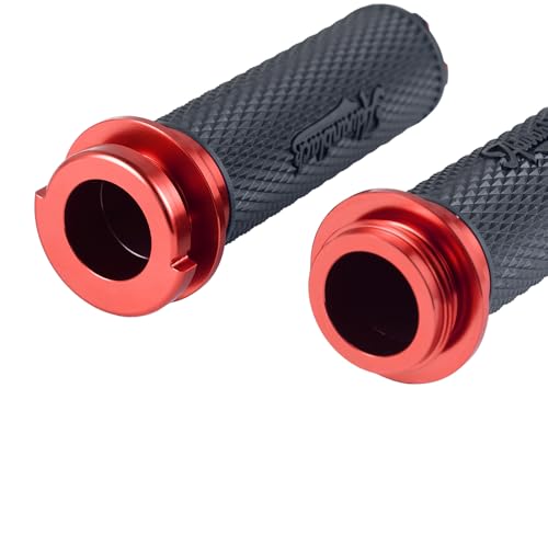 Advanblack AXION Performance Grips, Electronic Throttle Control Grips Compatible with Harley Touring Road Glide Street Glide, Softail - color: Red