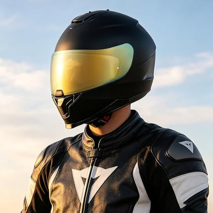 C70 Helmet Visor Replacement Face Shield Compatible with C70/ HJ20M/ FG-17/ FG-ST/IS-17 Motorcycle Helmets (Chrome Gold) - color: Chrome Gold