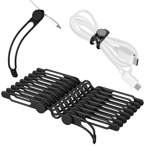 20Pcs Nearockle Silicone Cable Ties 3 Inch Cord Organizer, Reusable Small Zip Ties Cable Organizer for Charging Cords Earphone Computer Wire, Office Desk Cable Management Travel Accessories(Black) - color: Black, size: 3 Inch