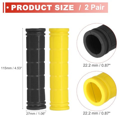 2 Pair Soft Rubber Handlebar Grips, Bicycle Handlebar Grips Bike Handle Bar Wrap Non-Slip 4.5 Inch - Fitting for Mountain Bikes/Road Bicycles/Scooter - color: Black/Yellow