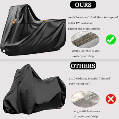 Motorcycle Cover for Piaggio MP3 250 2007–2010, 420D Water Resistant Outdoor Motorbike Cover, Heavy Duty Motorbike Cover Moped Cover with Lock Holes & Windproof Buckles