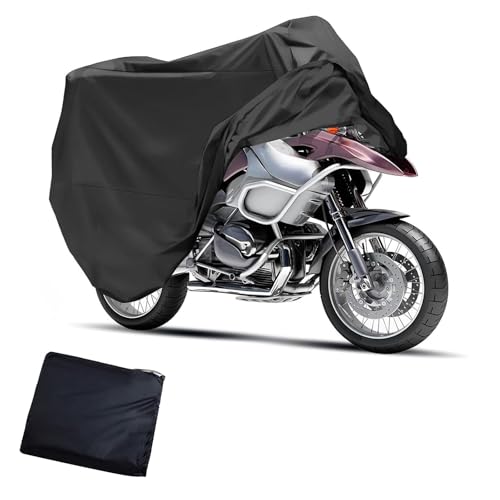 Shakas Motorcycle Cover, Waterproof & Heat-resistant Outdoor Scooter Clothing, Breathable Windproof Vehicle Cover with Safety Lock Hole, Universal Motorcycles, Electric Vehicle (Black)