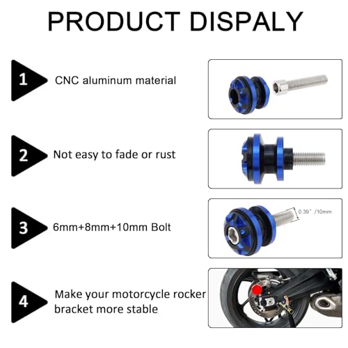 Windance 2pcs CNC Aluminum Alloy Swing Arm Spools Sliders Stand for Motorcycles Scooters Electric Bicycles with 6mm 8mm 10mm Screws, Swingarm Bobbins (Blue)