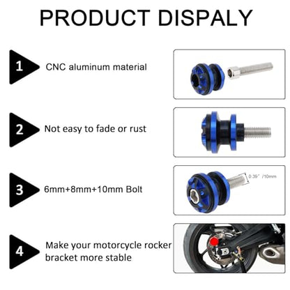 Windance 2pcs CNC Aluminum Alloy Swing Arm Spools Sliders Stand for Motorcycles Scooters Electric Bicycles with 6mm 8mm 10mm Screws, Swingarm Bobbins (Blue)