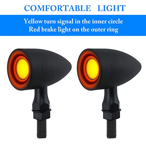 Motorcycle Turn Signals Led Tail Lights 2 Pack, Retro 40 Leds Amber Red Brake Light Rear Indicator Blinkers Universal Fits Harley Davidson Honda Kawasaki Suzuki Triumph Yamaha (Matte Black) - color: 2052-2PCS-REAR-BK